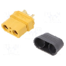 Conector alimentare DC, 500V, 4 pini, seria XT90, {{Dimensiune pin}}. AMASS - XT90I-F