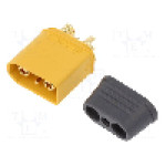 Conector alimentare DC, 500V, 4 pini, seria XT90, {{Dimensiune pin}}. AMASS - XT90I-M
