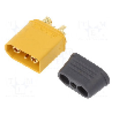 Conector alimentare DC, 500V, 4 pini, seria XT90, {{Dimensiune pin}}. AMASS - XT90I-M