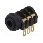 Conector jack, Jack 6,3mm, 3 contacte, mama, CLIFF - CL12207 J/SKT S2/BBB BLK