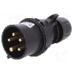 Conector alimentare AC, IEC 60309, IP44, 16A, 400V AC, 5 pini, PCE - 015-6X