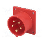 Conector alimentare AC, IEC 60309, IP44, 16A, 400V AC, 5 pini, PCE - 615-6