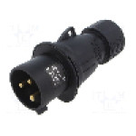 Conector alimentare AC, IEC 60309, IP44, 32A, 0,25kV, 250V AC, 3 pini, AMPHENOL - 2CMA103581R1000