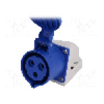 Conector alimentare AC, IEC 60309, IP44, 32A, 230V AC, 3 pini, PCE - 123-6K