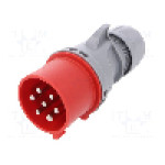 Conector alimentare AC, IEC 60309, IP44, 32A, 400V AC, 7 pini, PCE - 027-6V