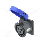 Conector alimentare AC, IEC 60309, IP67, {{Curent nominal}}, 250V AC, 3 pini, AMPHENOL - 2CMA101308R1000