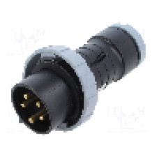 Conector alimentare AC, IEC 60309, IP69K, 16A, {{Tensiune nominala}}, 5 pini, AMPHENOL - 2CMA166496R1000