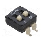 Intrerupator DIP, 2 pozitii, montare SMT, 2 sectiuni, DIPTRONICS - DM-02-V