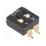 Intrerupator DIP, 2 pozitii, montare SMT, 2 sectiuni, OMRON OCB - A6S-2101-H Intrerupator DIP, 2 pozitii, montare SMT, 2 sectiuni, OMRON OCB - A6S-2101-H