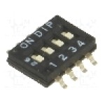 Intrerupator DIP, 2 pozitii, montare SMT, 4 sectiuni, CANAL ELECTRONIC - DHN-04F-T-V Intrerupator DIP, 2 pozitii, montare SMT, 4 sectiuni, CANAL ELECTRONIC - DHN-04F-T-V