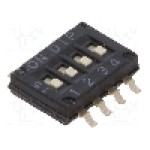 Intrerupator DIP, 2 pozitii, montare SMT, 4 sectiuni, CANAL ELECTRONIC - DHNF-04F-T-V Intrerupator DIP, 2 pozitii, montare SMT, 4 sectiuni, CANAL ELECTRONIC - DHNF-04F-T-V