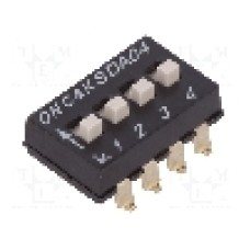 Intrerupator DIP, 2 pozitii, montare SMT, 4 sectiuni, C&K - SDA04H1SBD