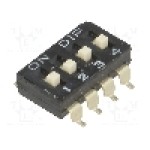 Intrerupator DIP, 2 pozitii, montare SMT, 4 sectiuni, DIPTRONICS - DM-04-V