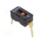 Intrerupator DIP, 2 pozitii, montare THT, 1 sectiuni, OMRON OCB - A6T-1101