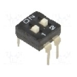 Intrerupator DIP, 2 pozitii, montare THT, 2 sectiuni, DIPTRONICS - NDI-02H-V