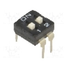 Intrerupator DIP, 2 pozitii, montare THT, 2 sectiuni, DIPTRONICS - NDI-02H-V