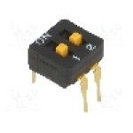 Intrerupator DIP, 2 pozitii, montare THT, 2 sectiuni, OMRON OCB - A6D-2103 Intrerupator DIP, 2 pozitii, montare THT, 2 sectiuni, OMRON OCB - A6D-2103