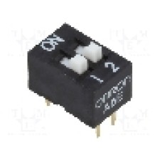 Intrerupator DIP, 2 pozitii, montare THT, 2 sectiuni, OMRON OCB - A6E2104N