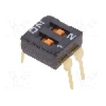 Intrerupator DIP, 2 pozitii, montare THT, 2 sectiuni, OMRON OCB - A6T-2101 Intrerupator DIP, 2 pozitii, montare THT, 2 sectiuni, OMRON OCB - A6T-2101