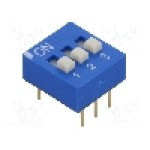 Intrerupator DIP, 2 pozitii, montare THT, 3 sectiuni, ECE - EDG103S Intrerupator DIP, 2 pozitii, montare THT, 3 sectiuni, ECE - EDG103S