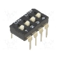 Intrerupator DIP, 2 pozitii, montare THT, 4 sectiuni, DIPTRONICS - NDI-04H-V