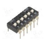 Intrerupator DIP, 2 pozitii, montare THT, 6 sectiuni, DIPTRONICS - NDI-06H-V