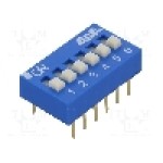 Intrerupator DIP, 2 pozitii, montare THT, 6 sectiuni, ECE - EDG106S Intrerupator DIP, 2 pozitii, montare THT, 6 sectiuni, ECE - EDG106S