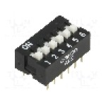 Intrerupator DIP, 2 pozitii, montare THT, 6 sectiuni, OMRON OCB - A6E-6104-N Intrerupator DIP, 2 pozitii, montare THT, 6 sectiuni, OMRON OCB - A6E-6104-N