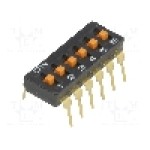 Intrerupator DIP, 2 pozitii, montare THT, 6 sectiuni, OMRON OCB - A6T-6104 Intrerupator DIP, 2 pozitii, montare THT, 6 sectiuni, OMRON OCB - A6T-6104