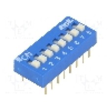 Intrerupator DIP, 2 pozitii, montare THT, 8 sectiuni, ECE - EDG108S