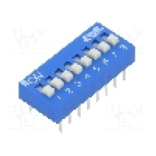 Intrerupator DIP, 2 pozitii, montare THT, 8 sectiuni, ECE - EDS108SZ