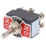 Intrerupator basculant, 3 pozitii, mod comutare ON-OFF-ON, DP3T, SCI - R13-8E-06-HPH Intrerupator basculant, 3 pozitii, mod comutare ON-OFF-ON, DP3T, SCI - R13-8E-06-HPH