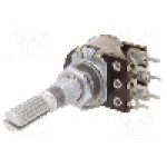 Potentiometru rotativ, 100kΩ, stereofonic, liniar, 100mW, TELPOD - PRP162G 2X100KA 32P-6