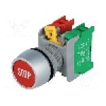 Intrerupator acţionat prin apasare, 22mm, seria PBF22, IP65, AUSPICIOUS - PBF22-1O/C R STOP Intrerupator acţionat prin apasare, 22mm, seria PBF22, IP65, AUSPICIOUS - PBF22-1O/C R STOP