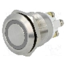 Intrerupator anti-vandalism, OFF-(ON), Ø19mm, ONPOW - GQ19F-10E/GB/12/S (DUAL LED, 12V)