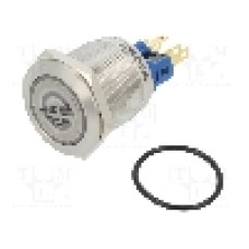 Intrerupator anti-vandalism, OFF-(ON), Ø22mm, ONPOW - GQ22-11ZET/W/24V/S