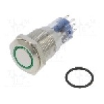 Intrerupator anti-vandalism, ON-(ON), Ø16.2mm, BULGIN, MP0045/1D2GN012S Intrerupator anti-vandalism, ON-(ON), Ø16.2mm, BULGIN, MP0045/1D2GN012S