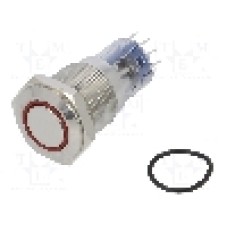 Intrerupator anti-vandalism, ON-(ON), Ø16.2mm, BULGIN, MP0045/1D2RD220S Intrerupator anti-vandalism, ON-(ON), Ø16.2mm, BULGIN, MP0045/1D2RD220S