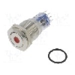 Intrerupator anti-vandalism, ON-(ON), Ø16.2mm, BULGIN, MP0045/1E1RD012S