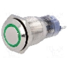 Intrerupator anti-vandalism, ON-(ON), Ø16mm, ONPOW - LAS2-GQF-11E/G12V/S-P