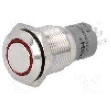 Intrerupator anti-vandalism, ON-(ON), Ø16mm, ONPOW - LAS2-GQF-11E/R24V/S-P