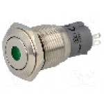 Intrerupator anti-vandalism, ON-ON, Ø16mm, ONPOW - LAS2-GQF-11ZD/G12V/S-P