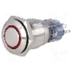 Intrerupator anti-vandalism, ON-ON, Ø16mm, ONPOW - LAS2-GQF-11ZE/R12V/S-P