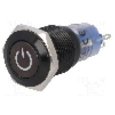 Intrerupator anti-vandalism, ON-(ON), Ø16mm, ONPOW, LAS2GQF-11DT/G/12V/A