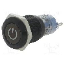 Intrerupator anti-vandalism, ON-(ON), Ø16mm, ONPOW, LAS2GQF-11DT/G/24V/A