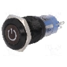 Intrerupator anti-vandalism, ON-(ON), Ø16mm, ONPOW, LAS2GQF-11DT/R/12V/A