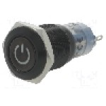 Intrerupator anti-vandalism, ON-ON, Ø16mm, ONPOW - LAS2GQF-11ZDT/B/12V/A