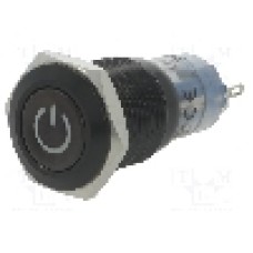 Intrerupator anti-vandalism, ON-ON, Ø16mm, ONPOW - LAS2GQF-11ZDT/B/12V/A