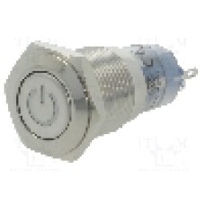 Intrerupator anti-vandalism, ON-ON, Ø16mm, ONPOW - LAS2GQF-11ZDT/B/12V/S