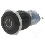 Intrerupator anti-vandalism, ON-ON, Ø16mm, ONPOW - LAS2GQF-11ZDT/G/12V/A